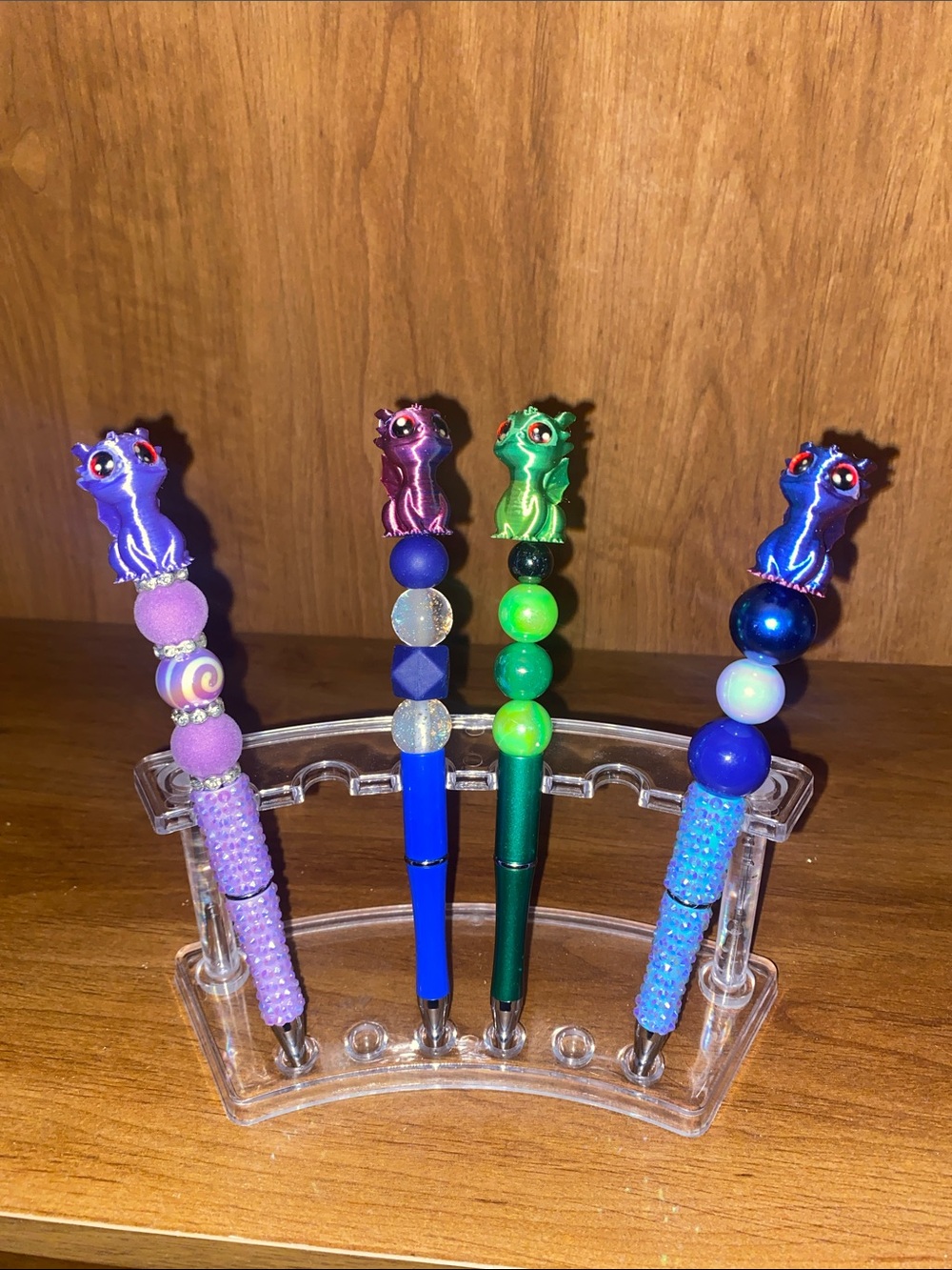 Decorative Purple and Blue Beaded Dragon Pen